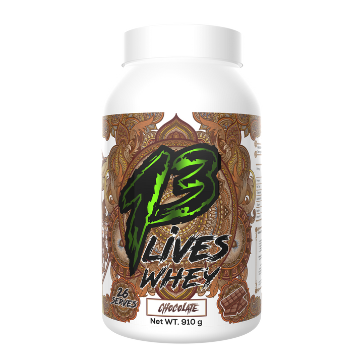 13Lives Whey Protein Chocolate 910g tub with 26 serves low-carb New Zealand grass-fed whey for muscle recovery