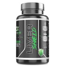 Alpha One Labs Liver Shield supplement bottle black and green label with liver health support formula