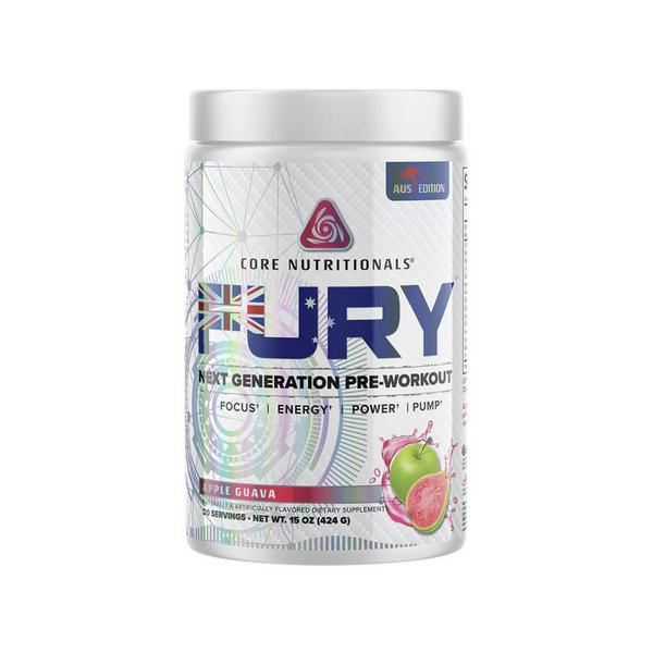 Core Nutritionals FURY Apple Guava pre-workout supplement 424g tub, Aus Edition