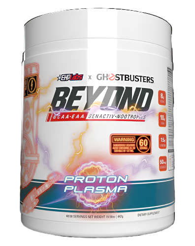 EHP Labs Beyond BCAA and EAA Pineapple flavour tub featuring white label and pink plasma design on front