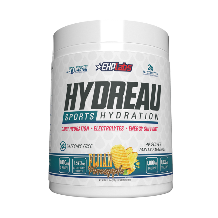 EHP Labs Hydreau Sports Hydration Fijian Pineapple 300g tub with 1,570mg electrolytes and 1,000mg taurine per serve