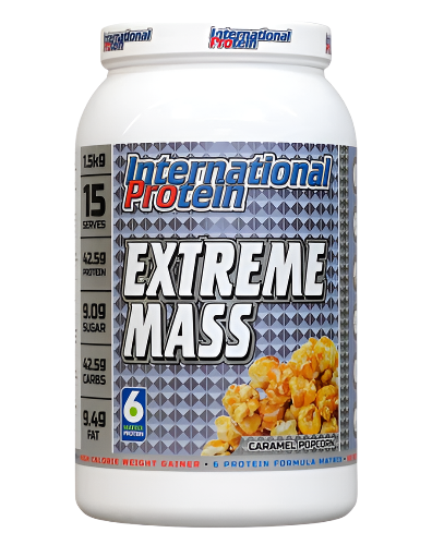 International Protein Extreme Mass high protein weight gainer 1.5kg caramel popcorn flavour