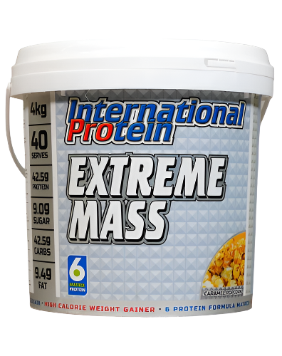 International Protein Extreme Mass high calorie muscle gainer 4kg caramel popcorn flavour