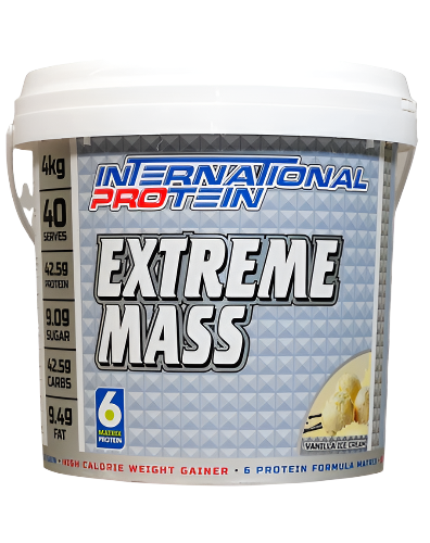 International Protein Extreme Mass high calorie muscle gainer 4kg vanilla ice cream flavour