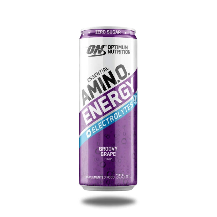 Optimum Nutrition Essential Amino Energy RTD Groovy Grape can 355mL zero sugar amino electrolyte drink