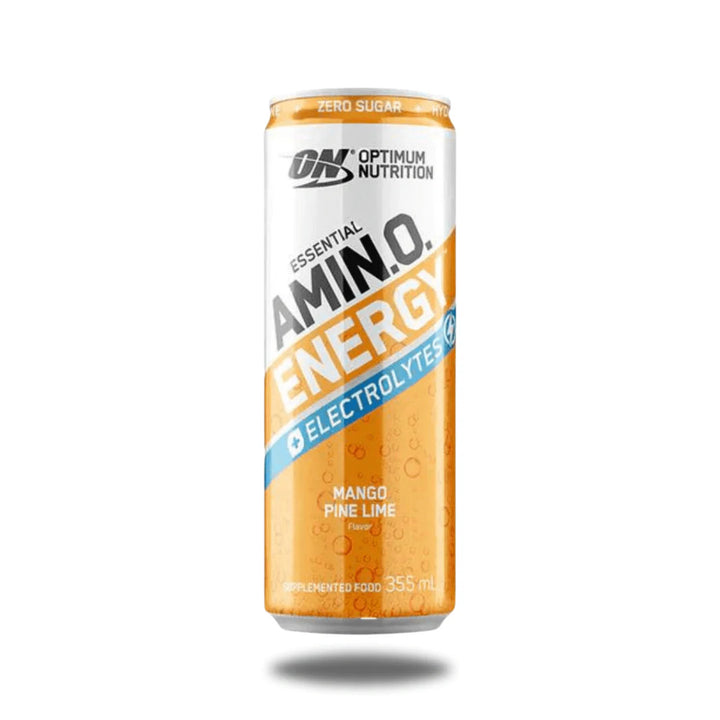 Optimum Nutrition Essential Amino Energy RTD Mango Pine Lime can 355mL zero sugar amino and electrolyte drink