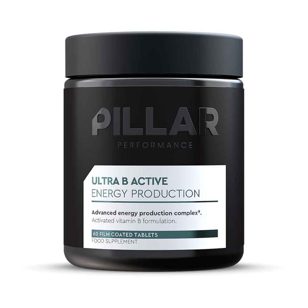 Pillar Performance ULTRA B Active black bottle with white label energy production supplement supporting fatigue reduction and nervous system health