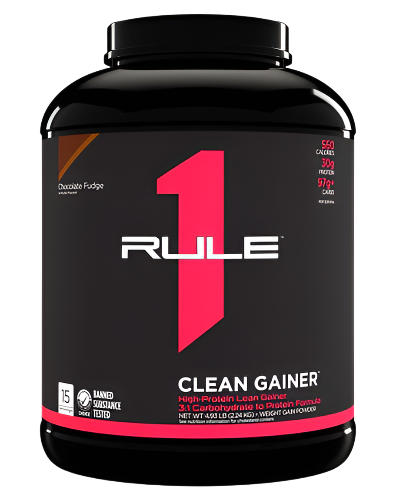 Rule 1 Clean Gainer high calorie lean mass protein powder 5lb chocolate fudge flavour