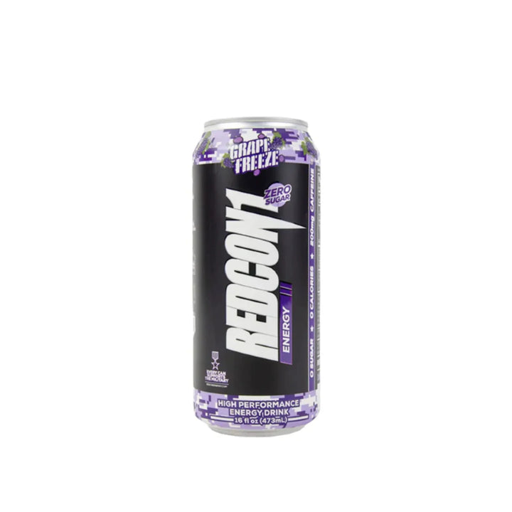 Redcon1 Energy RTD Grape Freeze 473mL black and purple can with zero sugar