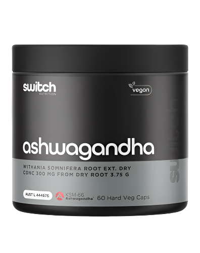 Ashwagandha KSM-66 stress and recovery support supplement 60 hard veg capsules by Switch Nutrition