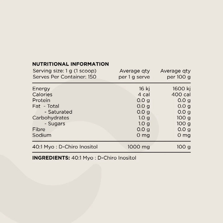 Nutritional information and ingredient details for a product.