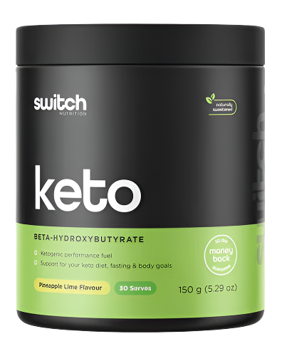 Keto Switch beta hydroxybutyrate ketogenic performance supplement tub 150g by Switch Nutrition pineapple lime flavour