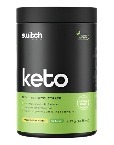 Keto Switch beta hydroxybutyrate ketogenic performance supplement tub 300g by Switch Nutrition pineapple lime flavour

