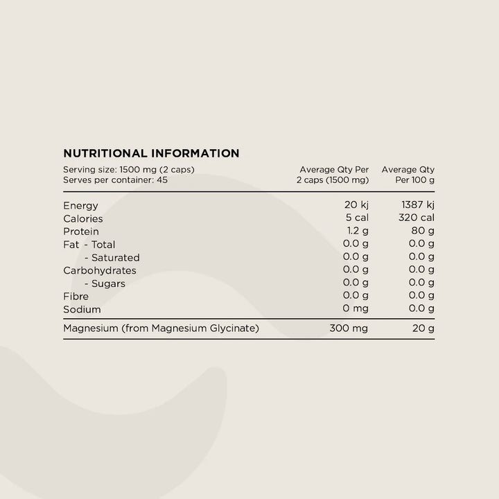 Nutritional information for a supplement container with serving size and serving quantity details.