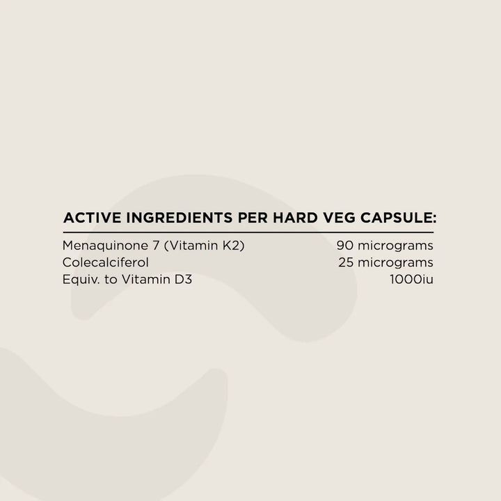 active ingredient list for a vitamin d and k supplement