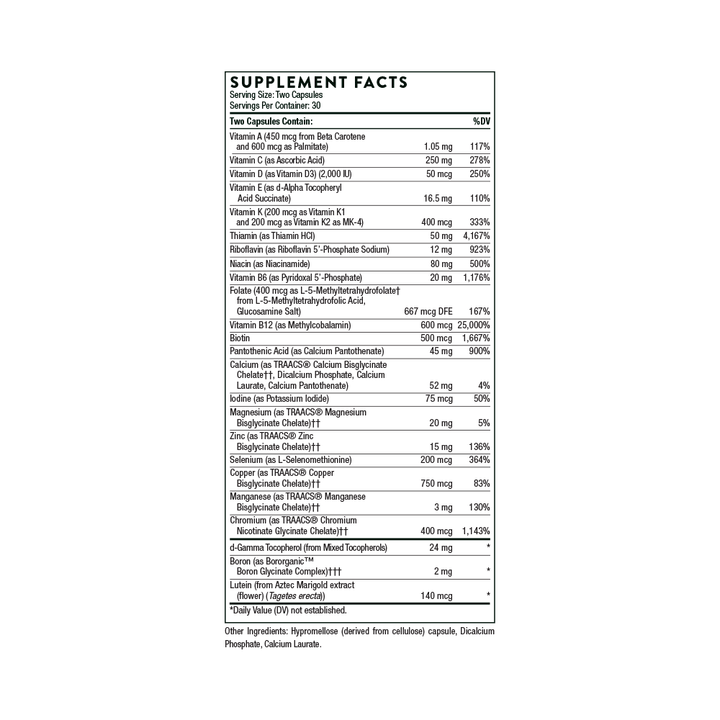 Supplement facts label on a white background