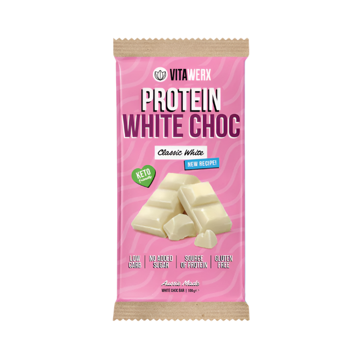 Vitawerx Protein White Choc Bar classic white flavour high protein low sugar keto friendly 100g
