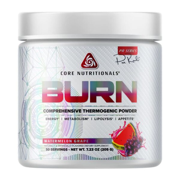 A container of Core Nutritionals Core BURN comprehensive thermogenic powder in 