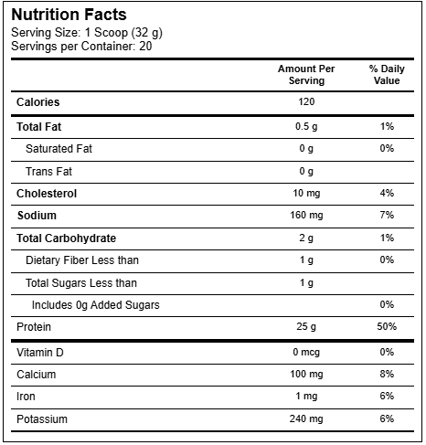 Nutrition facts label for a product with detailed nutritional information.