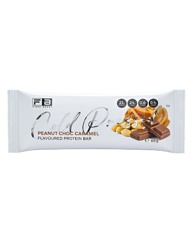 Fibre Boost Cold Pressed Protein Bar peanut choc caramel flavour high protein low sugar snack 60g