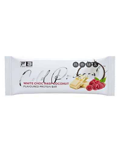 Fibre Boost Cold Pressed Protein Bar white choc raspberry flavour high protein low sugar snack 60g