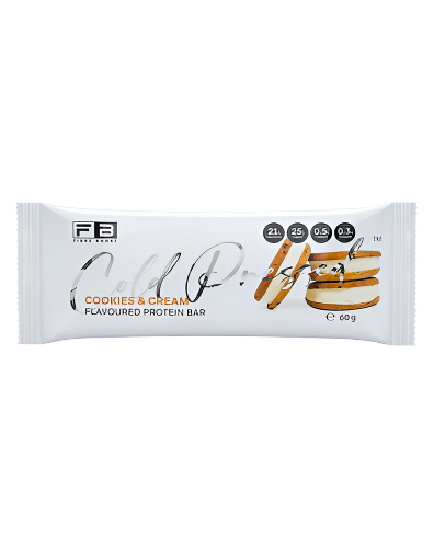 Fibre Boost Cold Pressed Protein Bar cookies and cream flavour high protein low sugar snack 60g