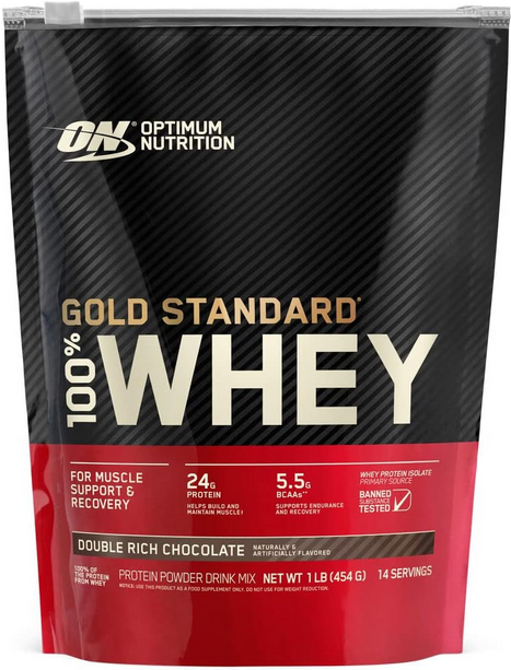 Optimum Nutrition Gold Standard 100% Whey protein powder package.