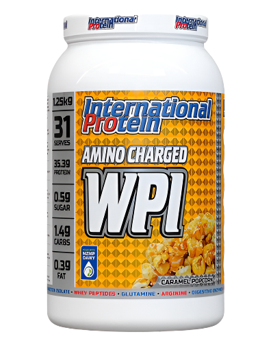 Amino Charged WPI caramel popcorn whey protein isolate 1.25kg by International Protein