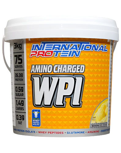 Amino Charged WPI banana ice cream whey protein isolate 3kg by International Protein