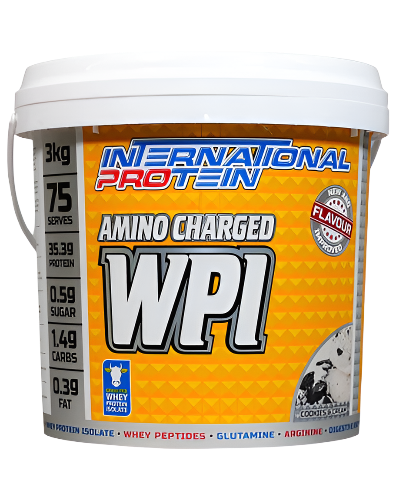 Amino Charged WPI cookies and cream whey protein isolate 3kg by International Protein