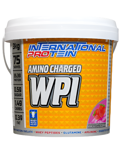 Amino Charged WPI strawberry whey protein isolate 3kg by International Protein